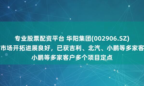 专业股票配资平台 华阳集团(002906.SZ)：数字声学产品市场开拓进展良好，已获吉利、北汽、小鹏等多家客户多个项目定点