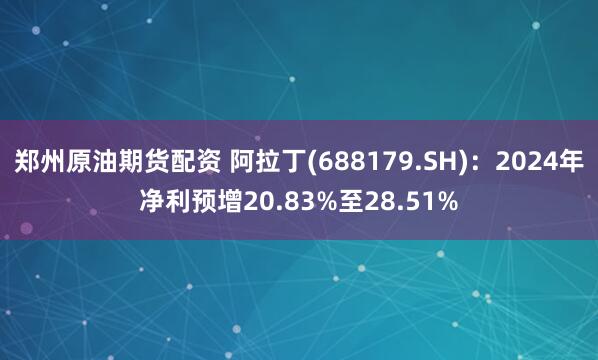 郑州原油期货配资 阿拉丁(688179.SH)：2024年净利预增20.83%至28.51%