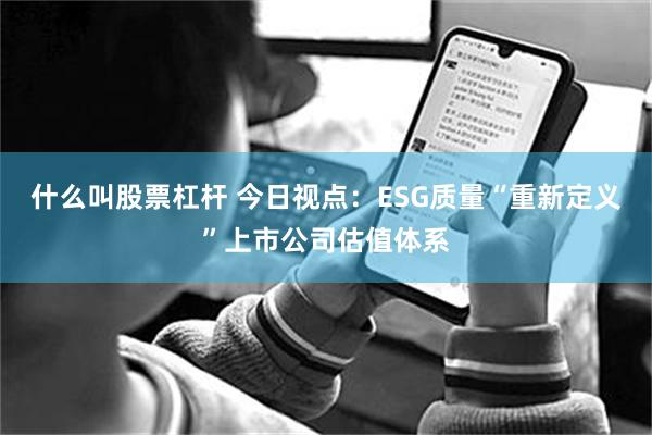什么叫股票杠杆 今日视点：ESG质量“重新定义”上市公司估值体系